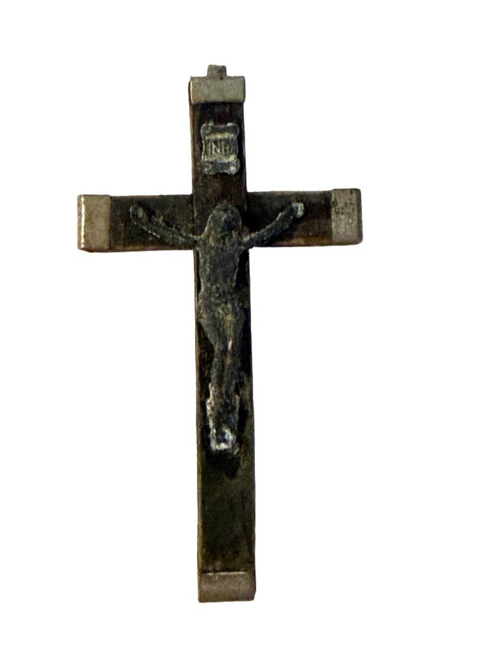 Vintage Italian Crucifix Cross Pendant Jesus INRI Religious Catholic Italy